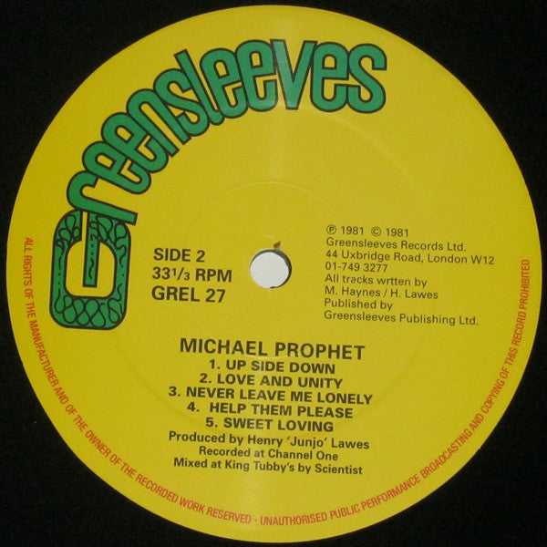 Michael Prophet : Michael Prophet (Gunman) (LP, Album, RE)