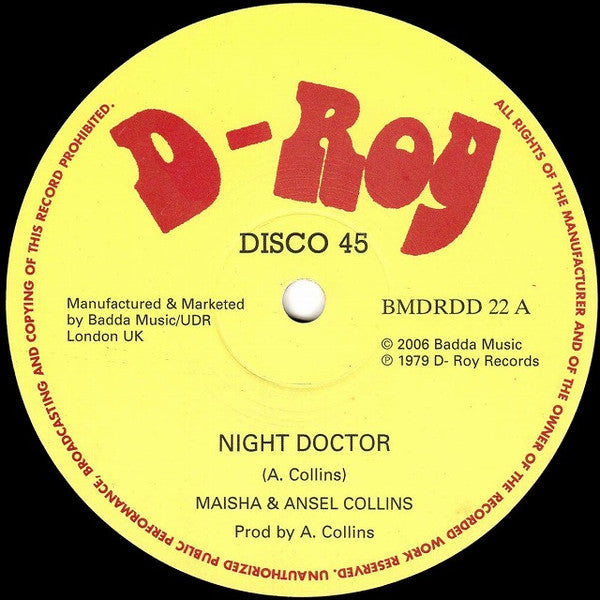 Maisha* & Ansel Collins / Ansel Collins : Night Doctor / French Connection (12", RE)