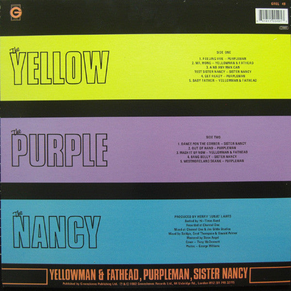 Yellowman & Fathead, Purpleman, Sister Nancy : The Yellow, The Purple And The Nancy (LP, Album, RE)