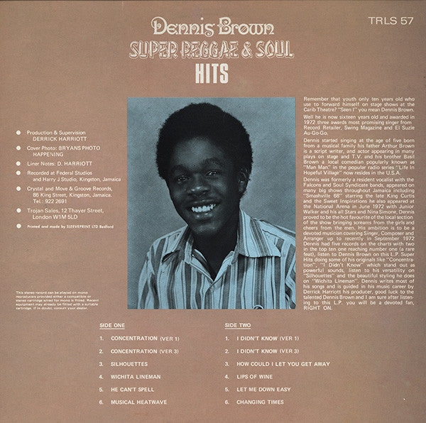 Dennis Brown : Super Reggae & Soul Hits (LP, Album, RE)