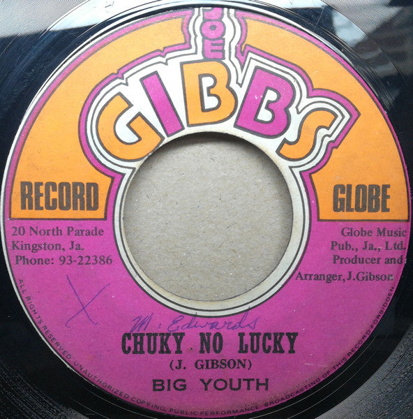 Big Youth : Chuky No Lucky / Waterhouse Rock (7")