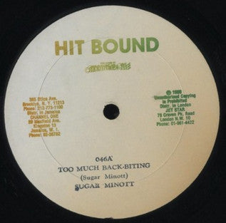 Sugar Minott : Too Much Back-Biting (12", Single)
