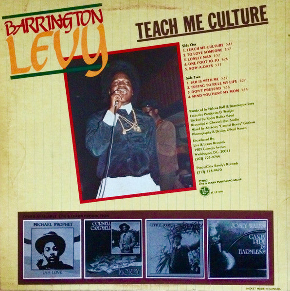 Barrington Levy : Teach Me Culture (LP, Album)
