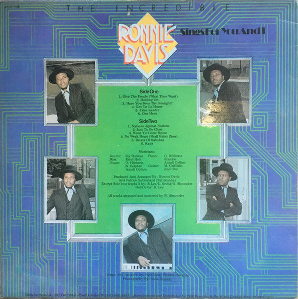 Ronnie Davis : The Incredible Ronnie Davis Sings For You And I (LP, Album)