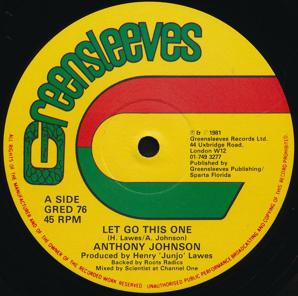 Anthony Johnson / Billy Boyo : Let Go This One / One Spliff A Day (12")