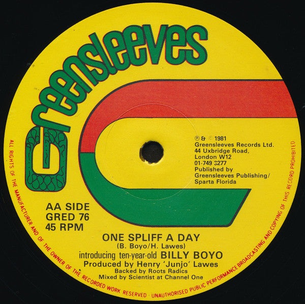 Anthony Johnson / Billy Boyo : Let Go This One / One Spliff A Day (12")