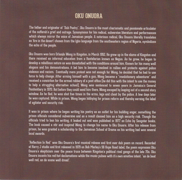 Oku Onuora : Reflection In Red (7", Ltd, RE)