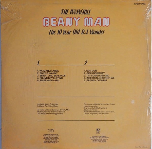Beenie Man : The Invincible Beany Man (The 10 Year Old D.J. Wonder) (LP, Album)