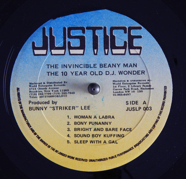 Beenie Man : The Invincible Beany Man (The 10 Year Old D.J. Wonder) (LP, Album)