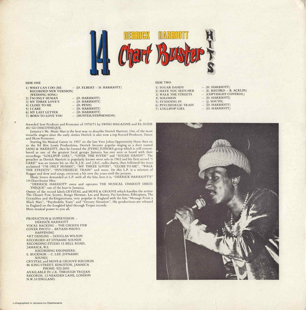 Derrick Harriott : 14 Chartbuster Hits (LP, Album, RP)