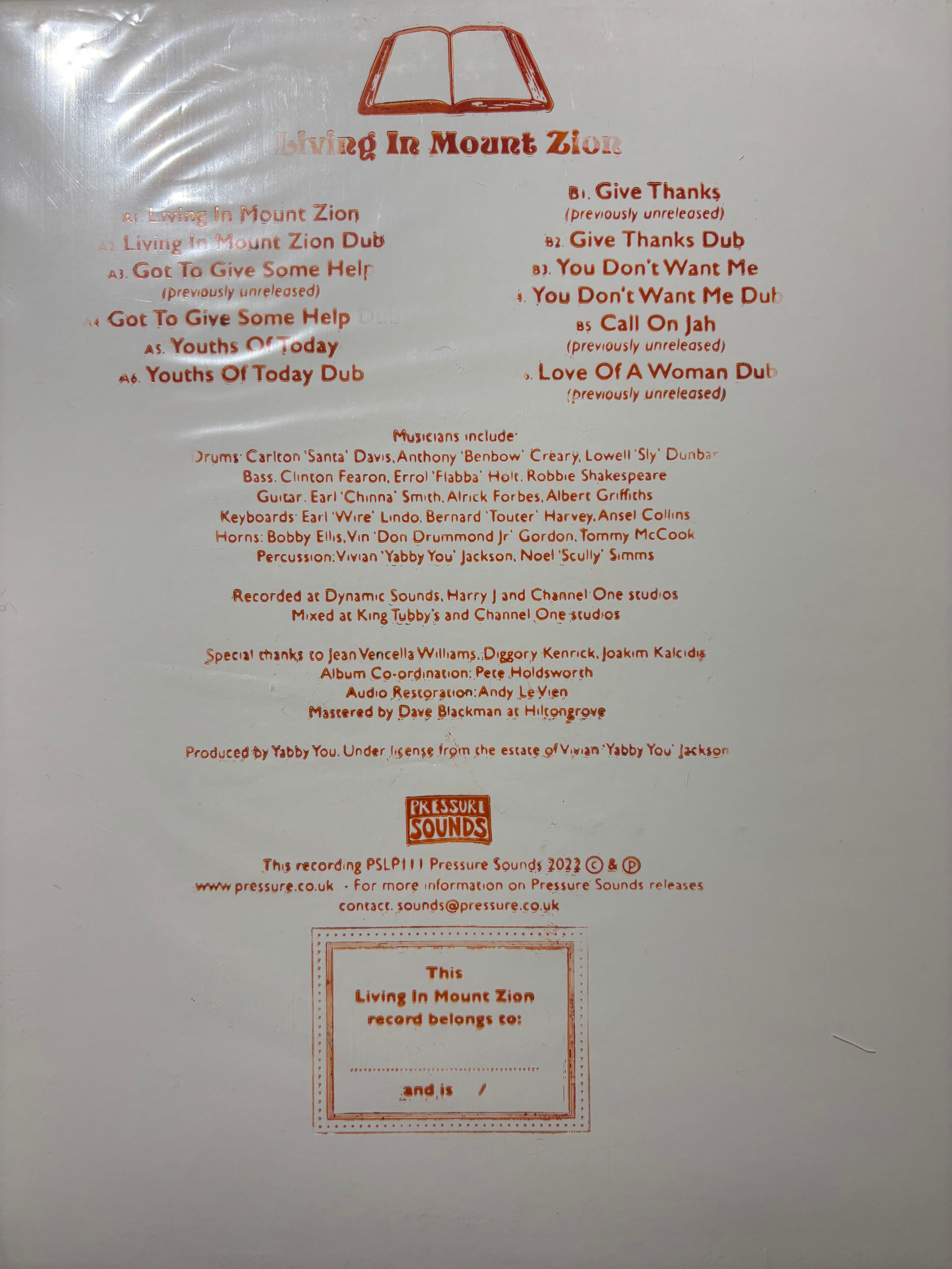 Living In Mount Zion Letter Press Sleeve