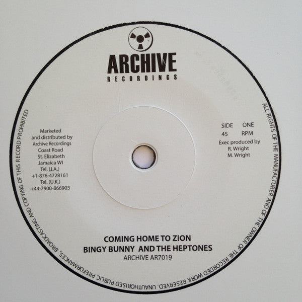 Bingy Bunny And The Heptones : Coming Home To Zion (7", RE, Sol)