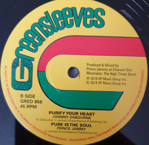 Johnny Osbourne : Love You Tonight / Purify Your Heart (12", RE)