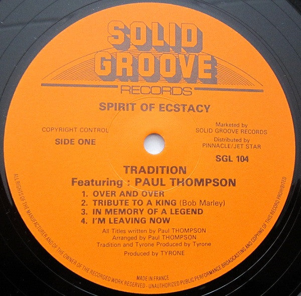 Tradition featuring Paul Thompson (12) : Spirit Of Ecstacy (LP)