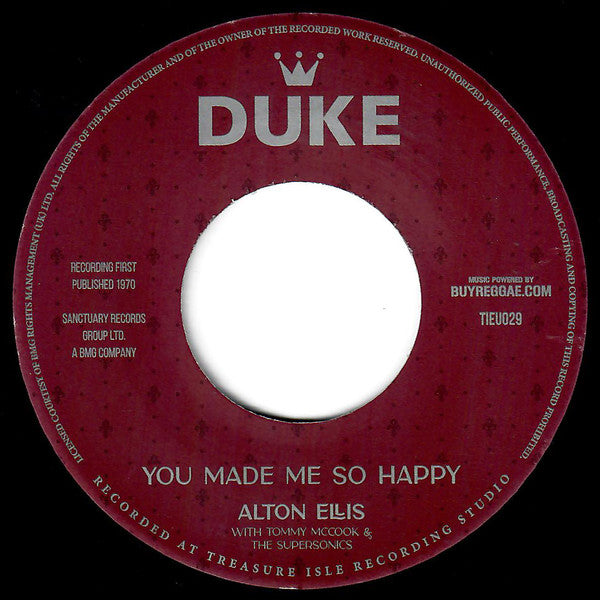 Alton Ellis / Tommy McCook : You Made Me So Happy / Duke's Reggae (7")