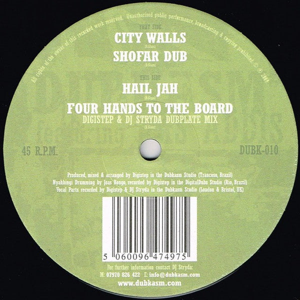 Dubkasm Featuring Ras Addis : City Walls / Hail Jah (12")