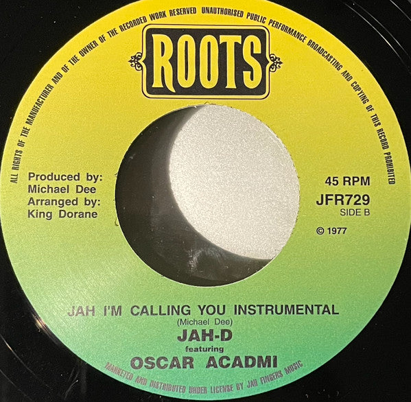 Jah-D : Jah I'm Calling You  (7", RP)