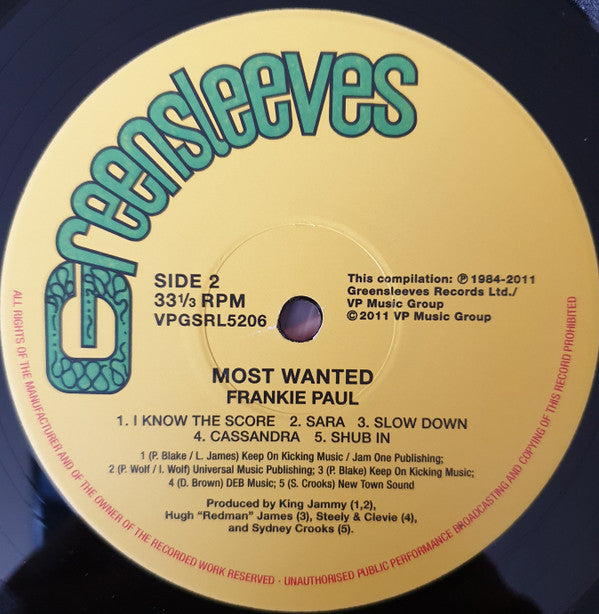 Frankie Paul : Most Wanted (LP, Comp)