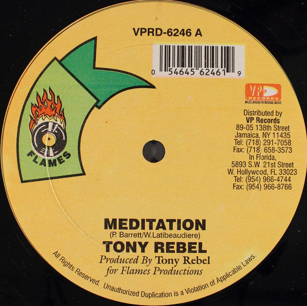 Tony Rebel / Jah Mason : Meditation / Money Dem A Run Down (12", Single)