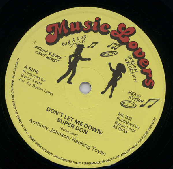 Anthony Johnson & Toyan : Don't Let Me Down / Super Don (12")