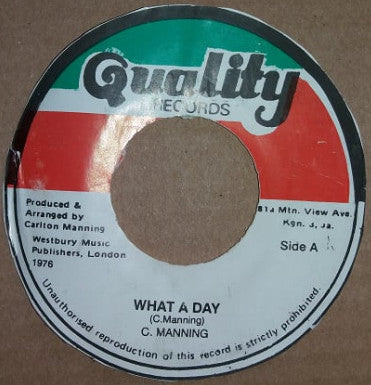 Carlton Manning : What A Day (7", M/Print)