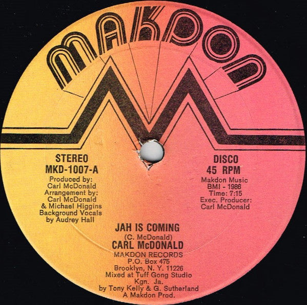 Carl McDonald (2) : Jah is Coming / Dub It I-N-A South Africa (12")