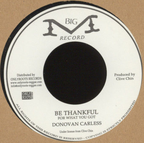 Donovan Carless : Be Thankful  (7", Single, RE)